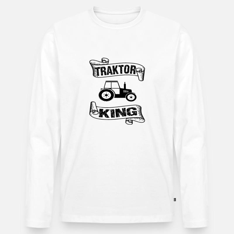 Traktor - Männer Premium Bio Langarmshirt - Weiß