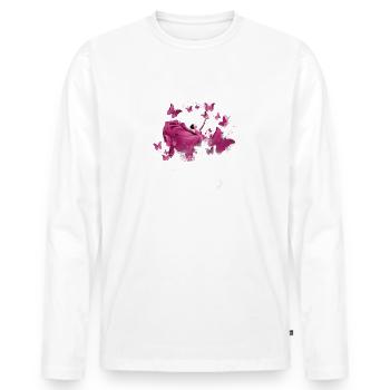 proud to be a women, woman, butterflies - Männer Premium Bio Langarmshirt - Weiß - Vorne - Nico (187cm)