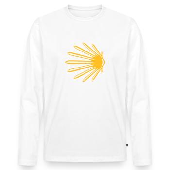 Coquille Saint-Jacques | Camino de Santiago | Chemin de Saint-Jacques - T-shirt manches longues Premium bio Homme - blanc - Devant - Nico (187cm)
