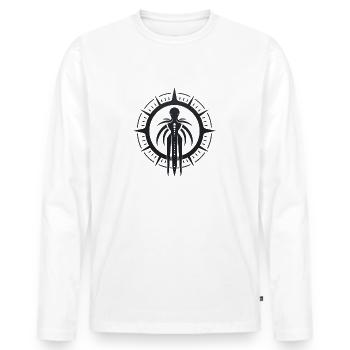 Anunnaki Spiritual Body Illustration Design - Men's Premium Organic Long Sleeve Shirt - white - Front - Nico (187cm)