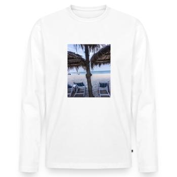 Vacances à la plage - T-shirt manches longues Premium bio Homme - blanc - Devant - Nico (187cm)
