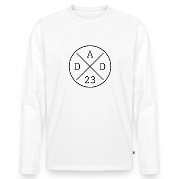 Papa Père 2023 Cadeau de la fête des pères de naissance - T-shirt manches longues Premium bio Homme - blanc - Devant - Nico (187cm)