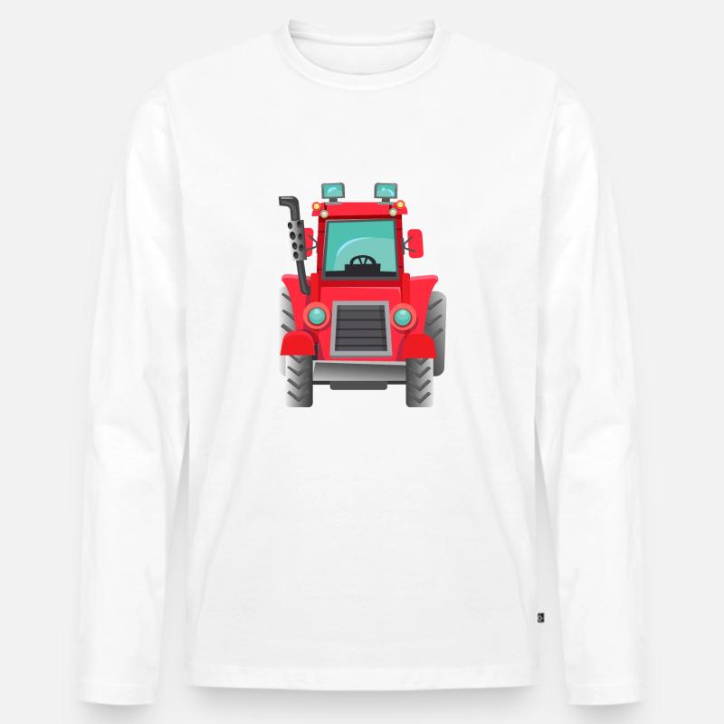 Roter Traktor - Männer Premium Bio Langarmshirt - Weiß