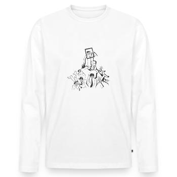 Employé du mois - T-shirt manches longues Premium bio Homme - blanc - Devant - Nico (187cm)