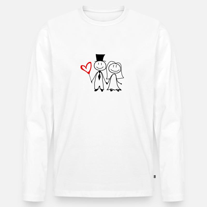 Hochzeitspärchen - Männer Premium Bio Langarmshirt - Weiß