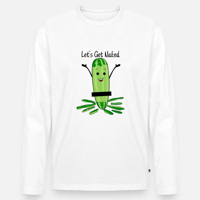 Nackte Gurke - Männer Premium Bio Langarmshirt - Weiß
