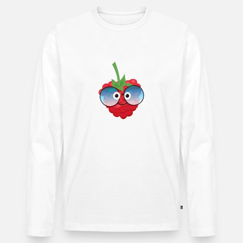 wild berry,himbeere,beere,comic - Männer Premium Bio Langarmshirt - Weiß