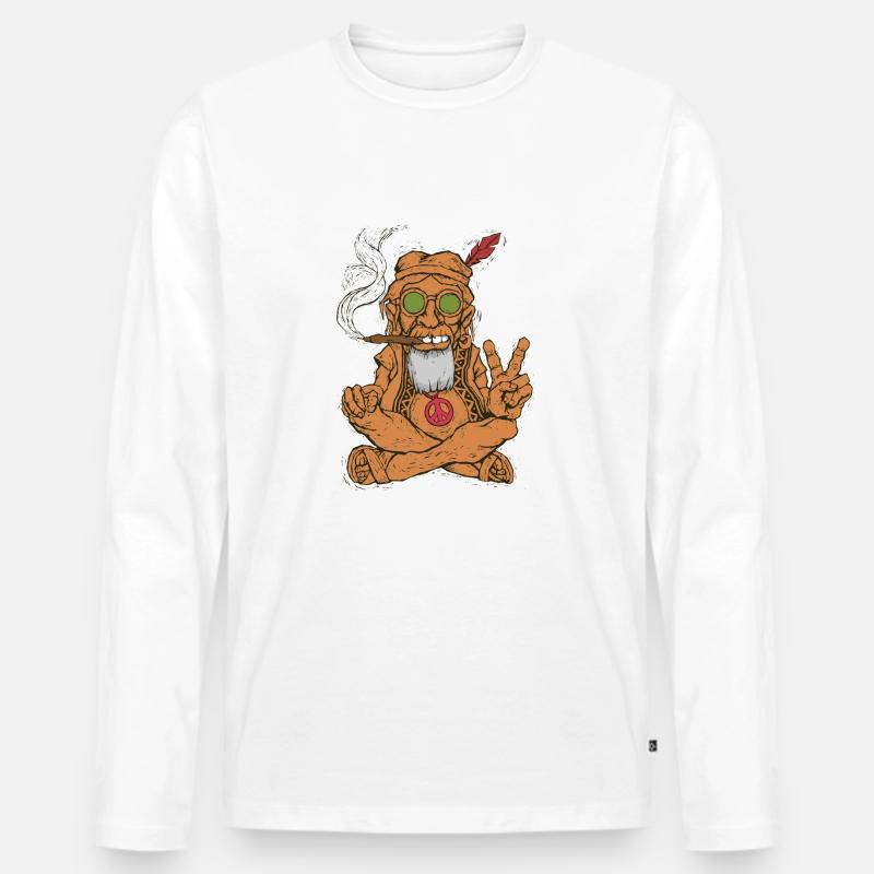 Friede Liebe Gemeinschaft Kiffer Liebe - Männer Premium Bio Langarmshirt - Weiß