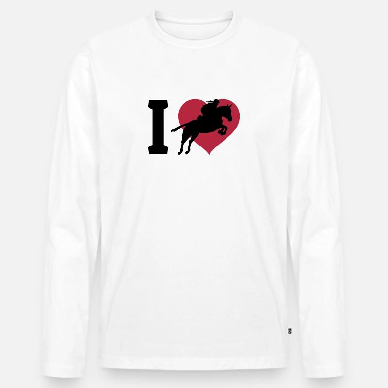 I love Springreiten - Männer Premium Bio Langarmshirt - Weiß