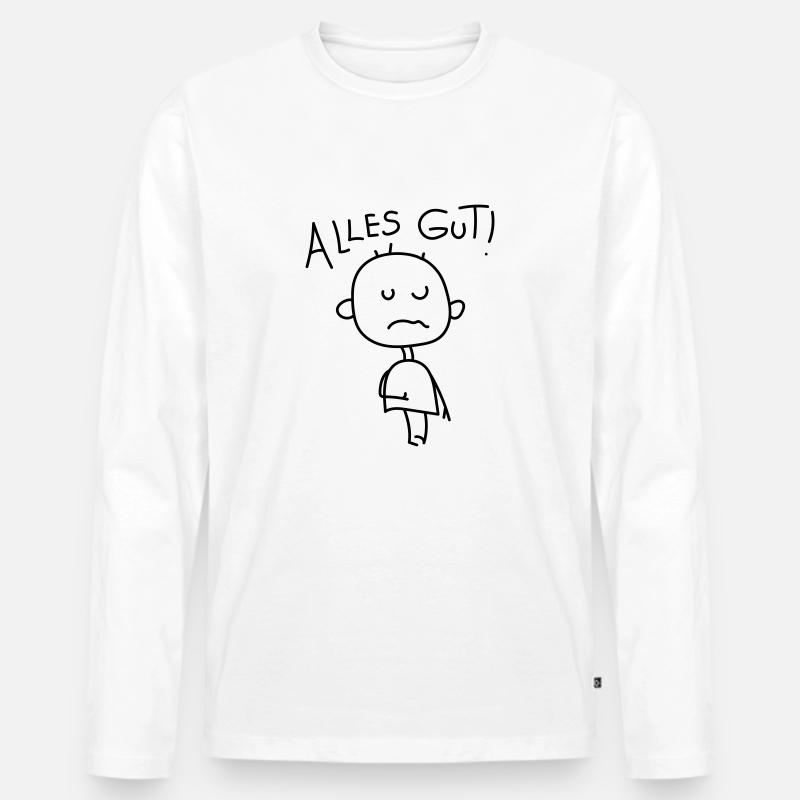 Strichmännchen Satire - Männer Premium Bio Langarmshirt - Weiß
