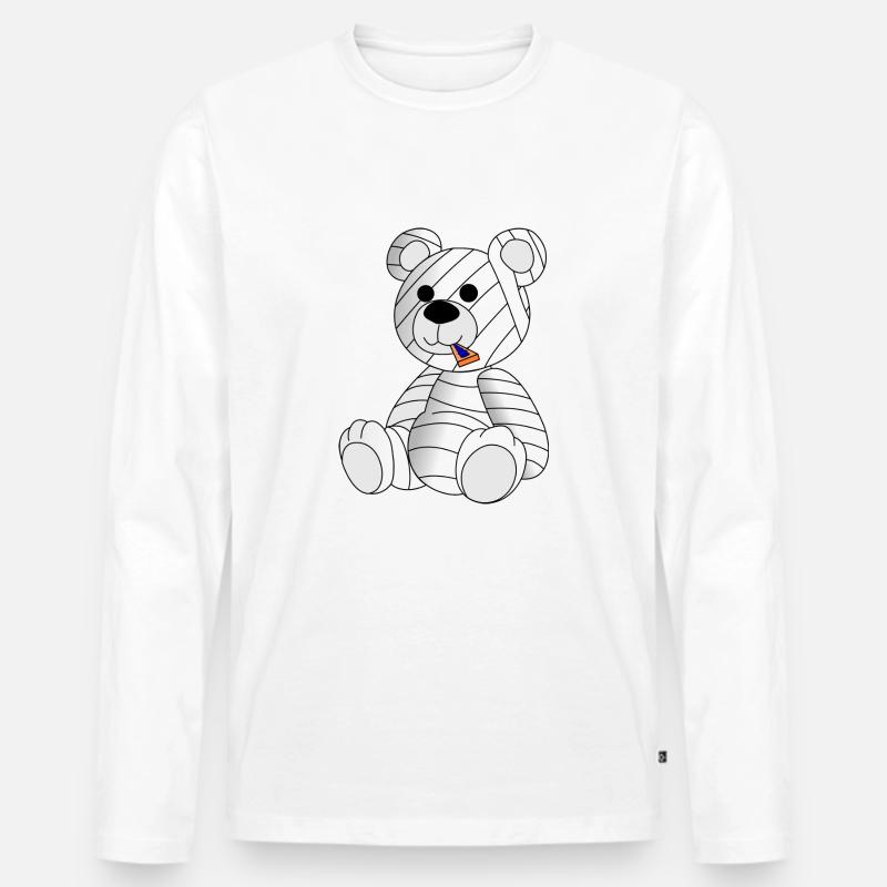 Bandagierter Bär - Männer Premium Bio Langarmshirt - Weiß