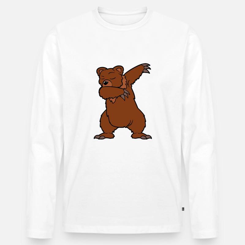 Dabbing Dab Tanzen Braunbär Bär - Männer Premium Bio Langarmshirt - Weiß