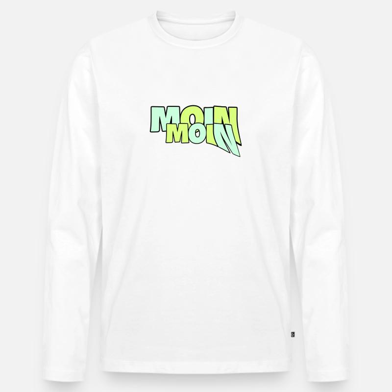 Moin Moin 19 - Männer Premium Bio Langarmshirt - Weiß