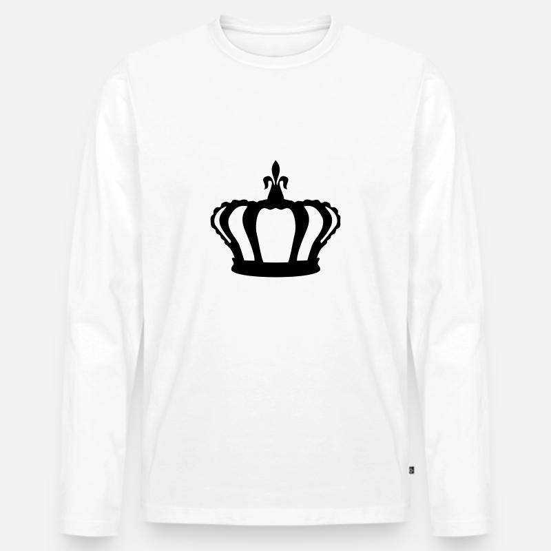 Krone - Männer Premium Bio Langarmshirt - Weiß