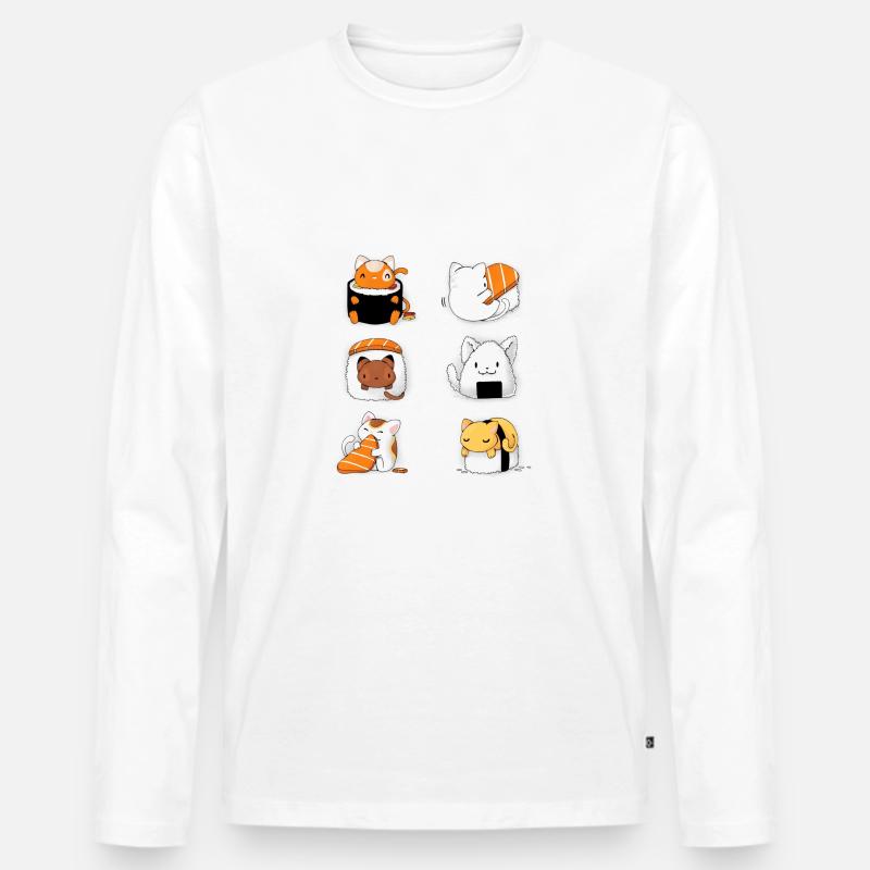 SUSHI KATZE - Männer Premium Bio Langarmshirt - Weiß