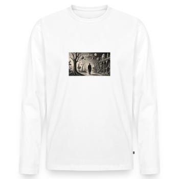 Promenade surréaliste - T-shirt manches longues Premium bio Homme - blanc - Devant - Nico (187cm)