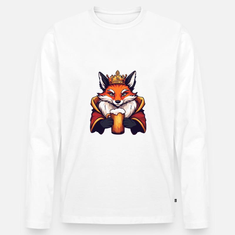 Fuchs Bier Lustig - Männer Premium Bio Langarmshirt - Weiß
