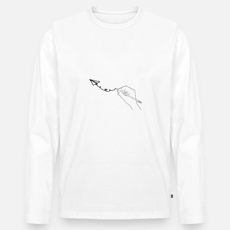Herz Liebe Romantisch Symbol Geschenkidee - Männer Premium Bio Langarmshirt - Weiß