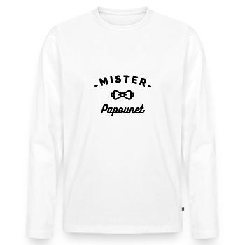 MISTER Papounet - T-shirt manches longues Premium bio Homme - blanc - Devant - Nico (187cm)