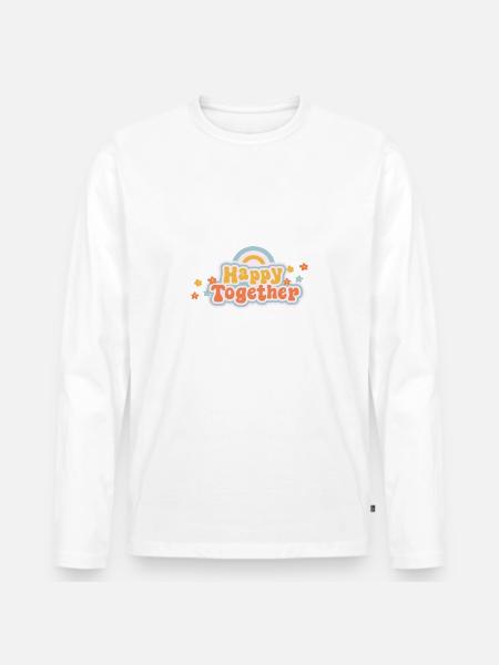 Yellow And Orange Happy Together - Männer Premium Bio Langarmshirt - Weiß