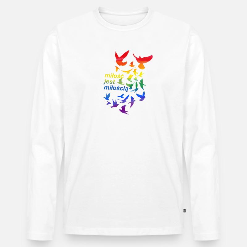 miłość jest miłością,,taube,graffiti,regenbogen - Männer Premium Bio Langarmshirt - Weiß