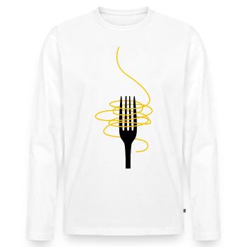 Fourchette aux spaghettis - T-shirt manches longues Premium bio Homme - blanc - Devant - Nico (187cm)