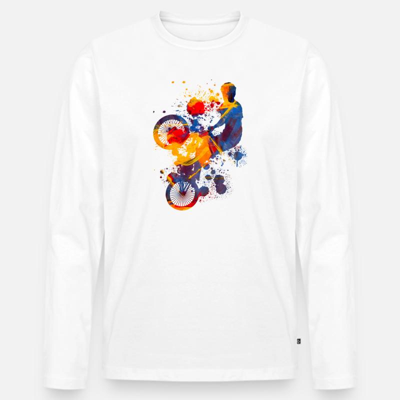 Bmx - Männer Premium Bio Langarmshirt - Weiß