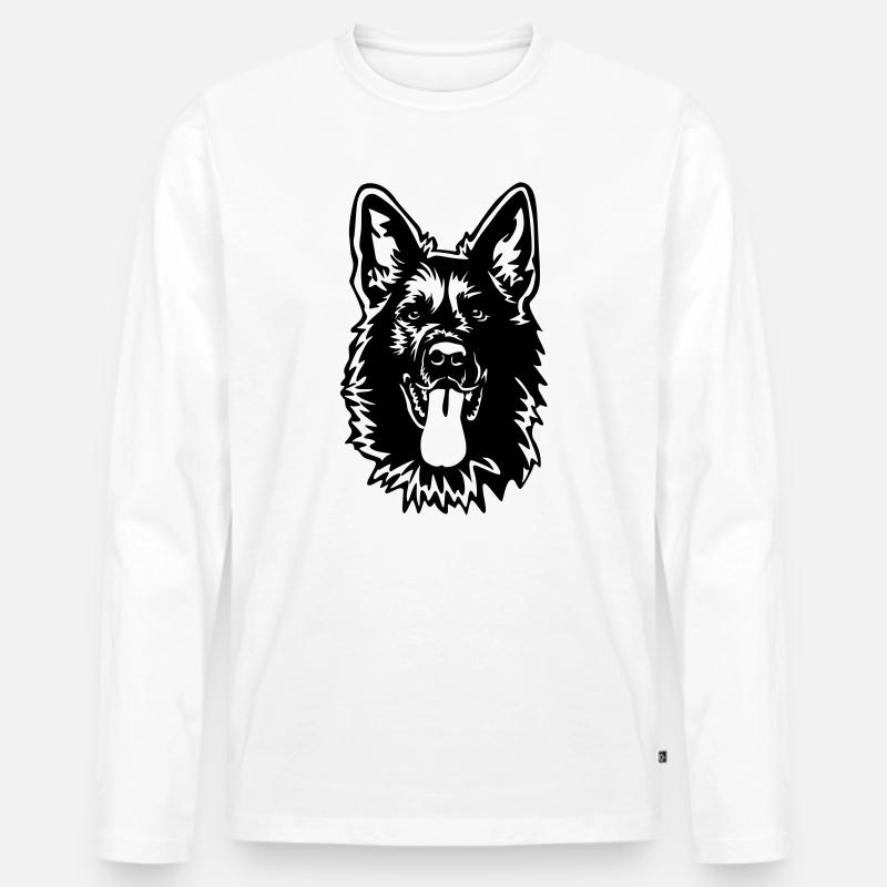 Deutscher Schäferhund Kopf - Männer Premium Bio Langarmshirt - Weiß
