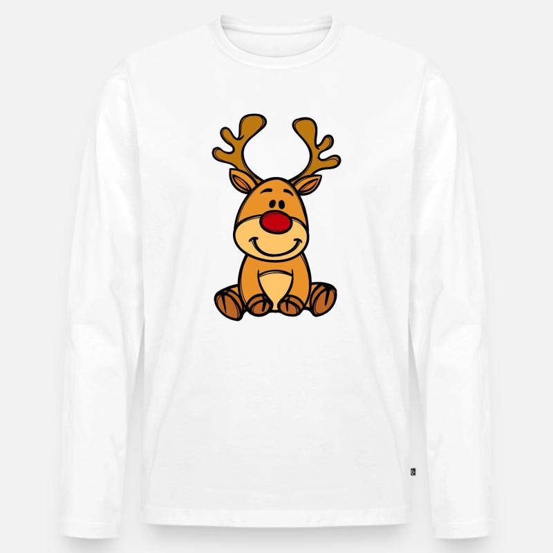 Rudolf Weihnachten Rentier - Männer Premium Bio Langarmshirt - Weiß