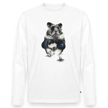 Fighting spirit hamster in the boxing ring - Men's Premium Organic Long Sleeve Shirt - white - Front - Nico (187cm)
