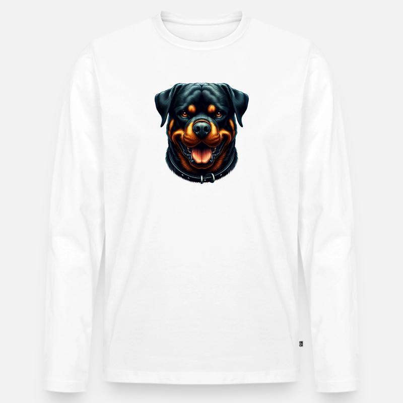 Ein friedlicher Rottweiler - Männer Premium Bio Langarmshirt - Weiß