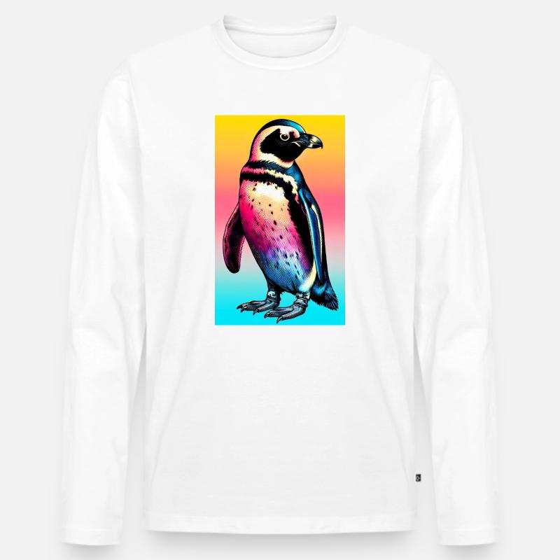 Pinguin - Männer Premium Bio Langarmshirt - Weiß