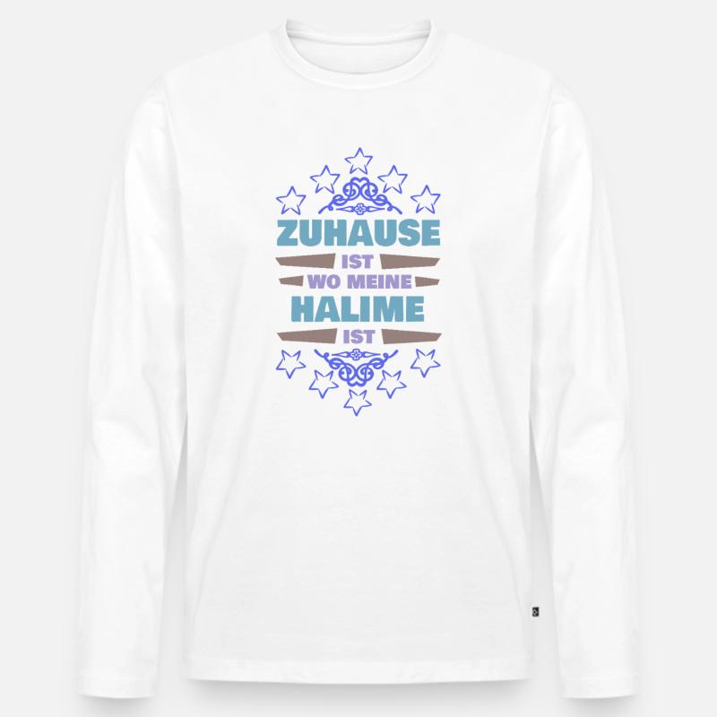 Vorname Halime - Männer Premium Bio Langarmshirt - Weiß