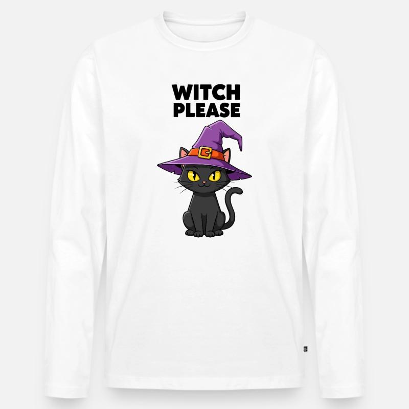 Mitternachtskätzchen-Hexe - Männer Premium Bio Langarmshirt - Weiß
