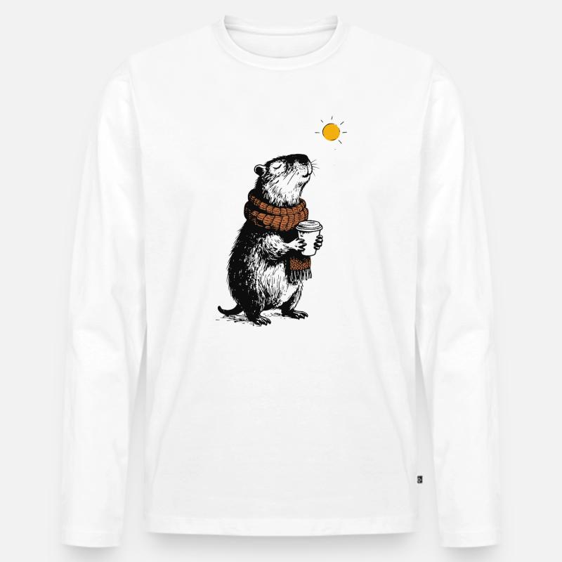 Capybara Winter Vibes - Männer Premium Bio Langarmshirt - Weiß