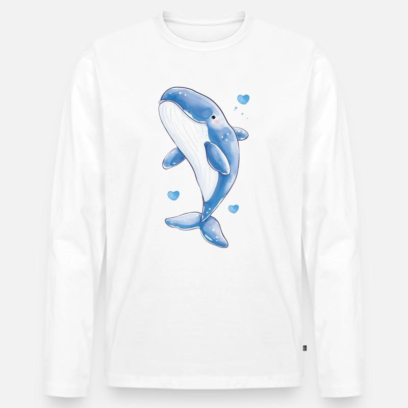 Süßer Wal - Männer Premium Bio Langarmshirt - Weiß