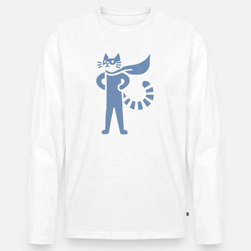 Katzen Superheld Held Silhouette Umhang - Männer Premium Bio Langarmshirt - undefined
