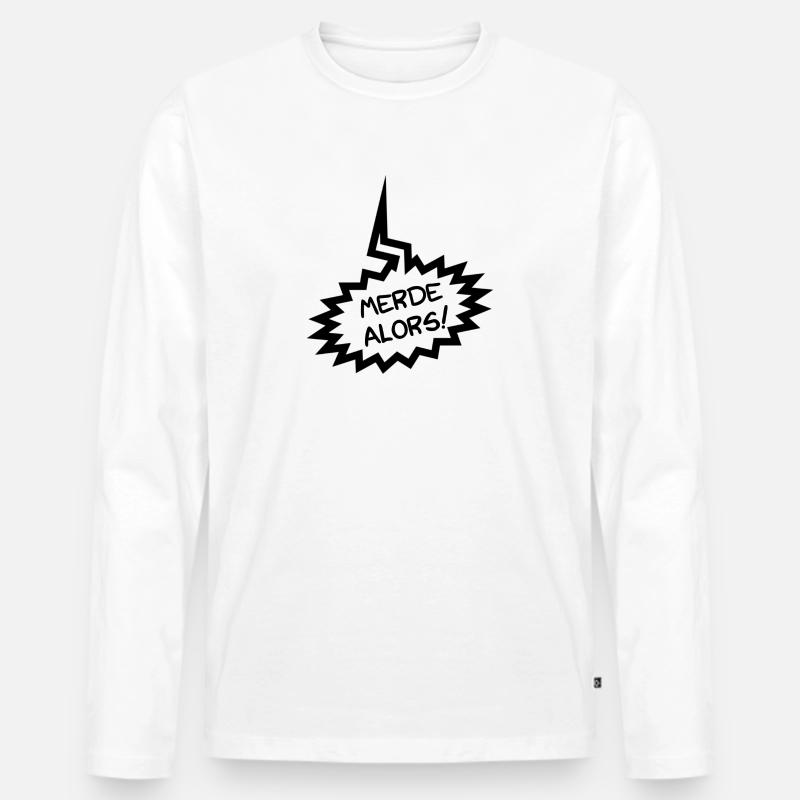 MERDE ALORS! - Männer Premium Bio Langarmshirt - Weiß