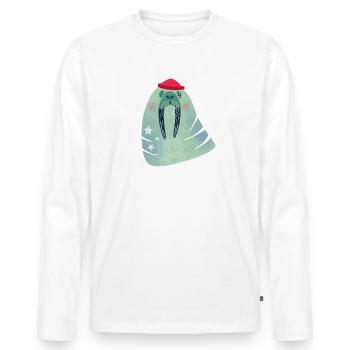 Morse Riso - T-shirt manches longues Premium bio Homme - blanc - Devant - Nico (187cm)