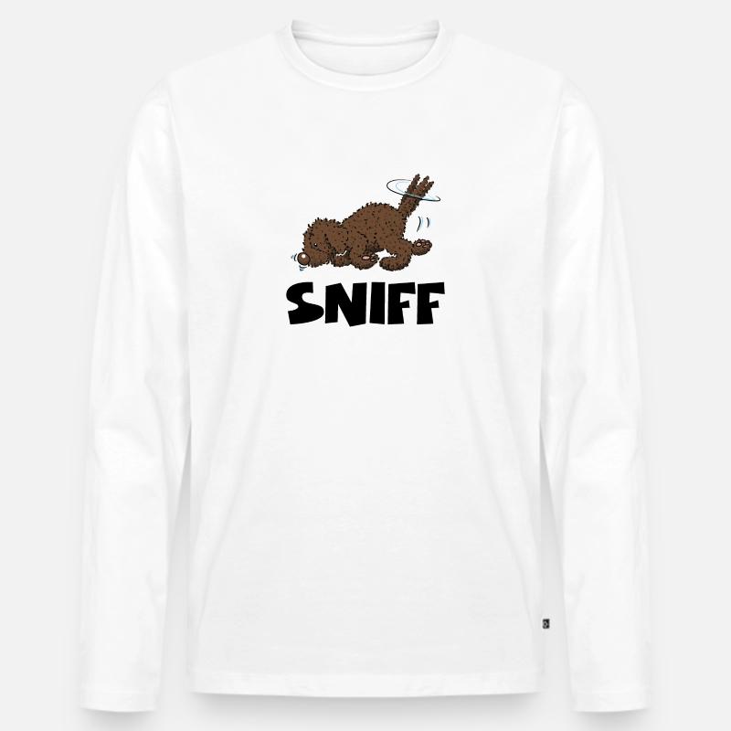 sniff1 2 - Männer Premium Bio Langarmshirt - Weiß
