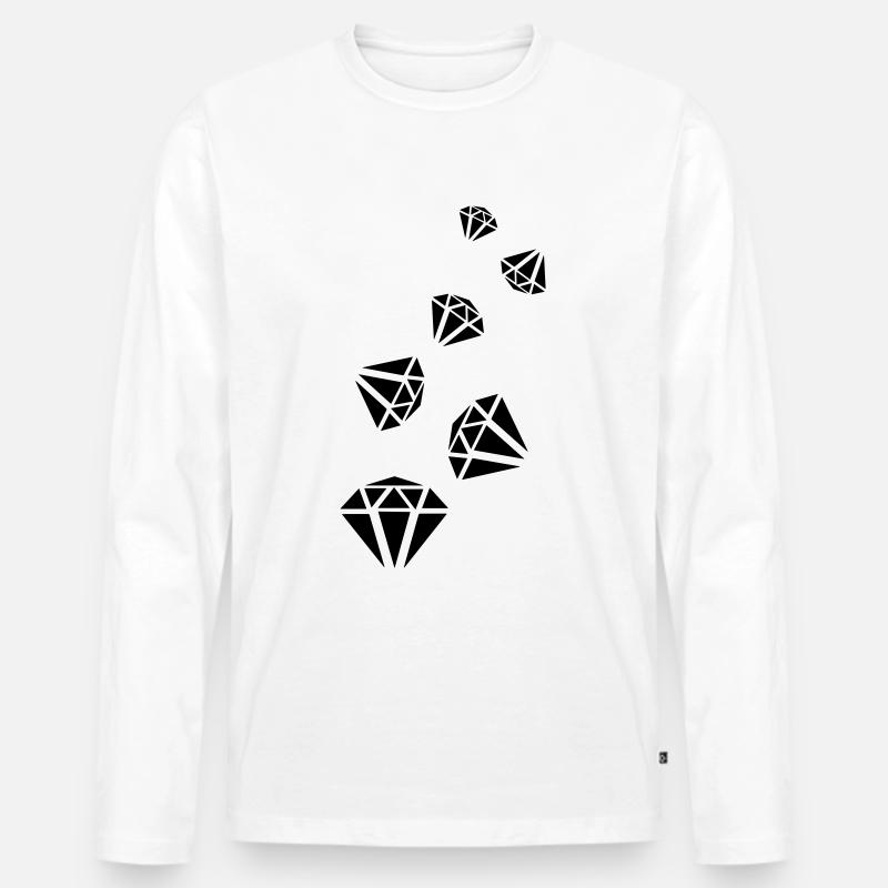 Diamant Icon Silhouette - Männer Premium Bio Langarmshirt - Weiß