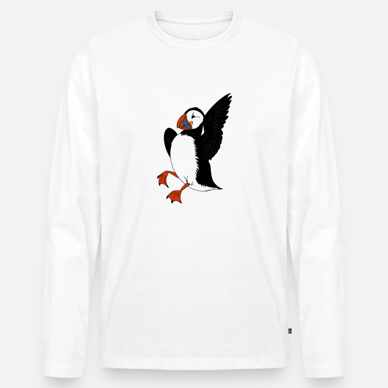 Papageientaucher - Männer Premium Bio Langarmshirt - Weiß