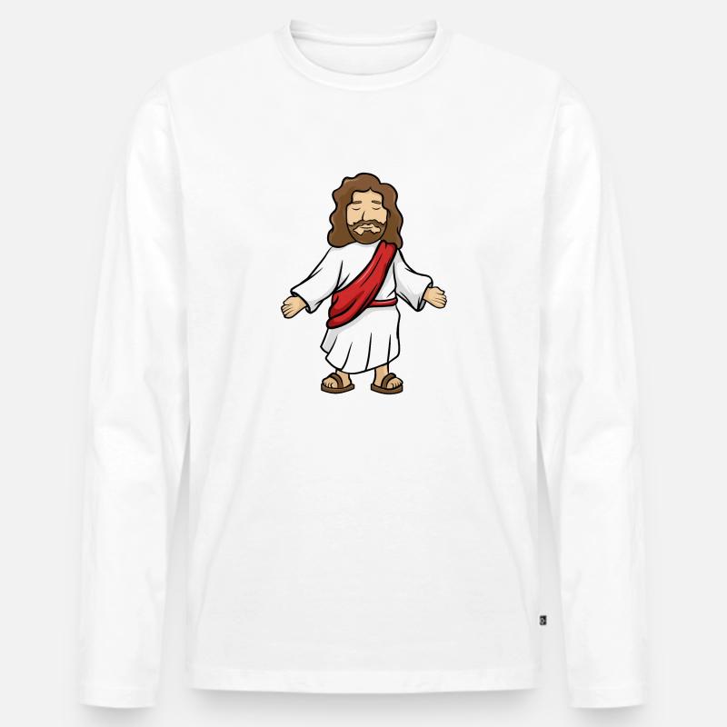 Jesus - Männer Premium Bio Langarmshirt - Weiß