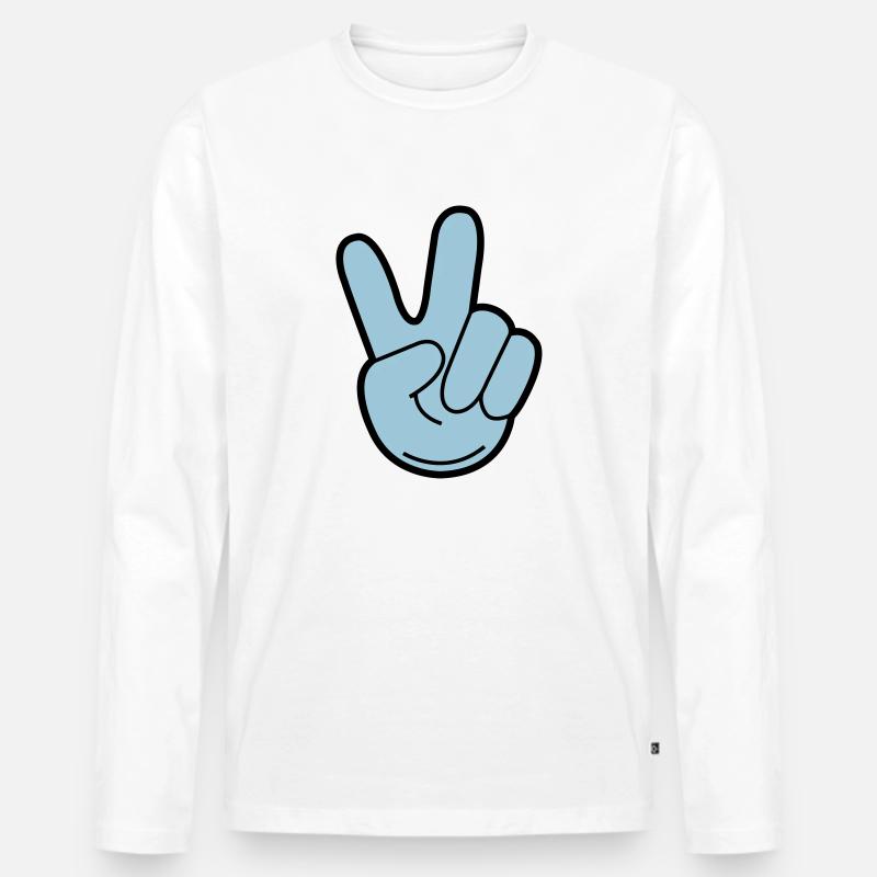 peace hand - Männer Premium Bio Langarmshirt - Weiß