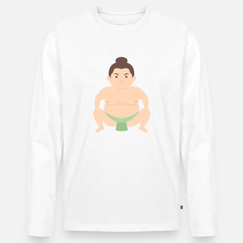 Sumo Ringer - Männer Premium Bio Langarmshirt - Weiß