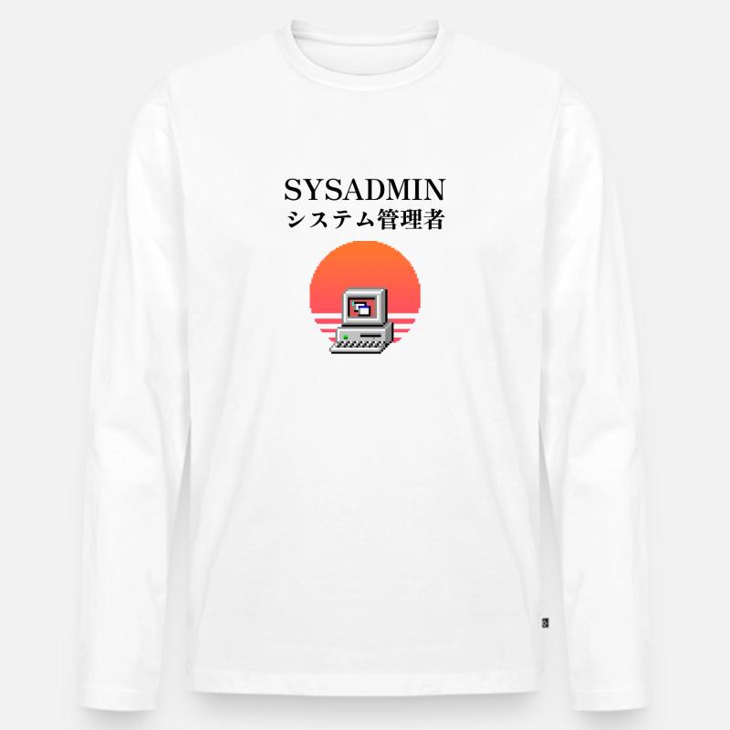 Sysadmin-| システム管理者 | Dampfwelle - Männer Premium Bio Langarmshirt - Weiß