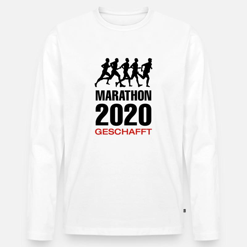 Marathon Running - Männer Premium Bio Langarmshirt - Weiß
