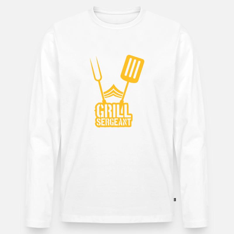 Grill Sergeant Grillparty Barbecue - Männer Premium Bio Langarmshirt - Weiß