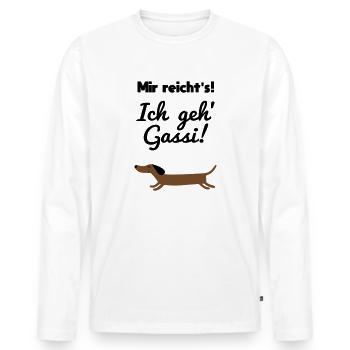 Mir reicht's - Ich geh Gassi - Männer Premium Bio Langarmshirt - Weiß - Vorne - Nico (187cm)