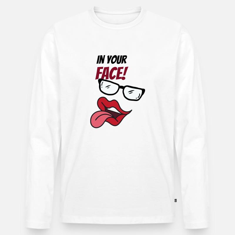 abstraktes Gesicht mit Spruch - Männer Premium Bio Langarmshirt - Weiß